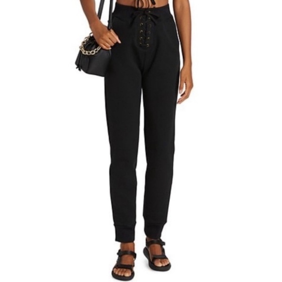 PB x Camille Fishel‎ Black Tie front Jogger Sweatpants 100% Cotton - Picture 1 of 14